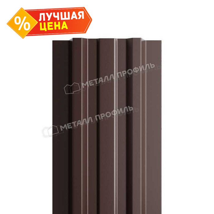 Штакетник Металл Профиль LАNE-T 0,45 Полиэстер RR 32 Темно-коричневый