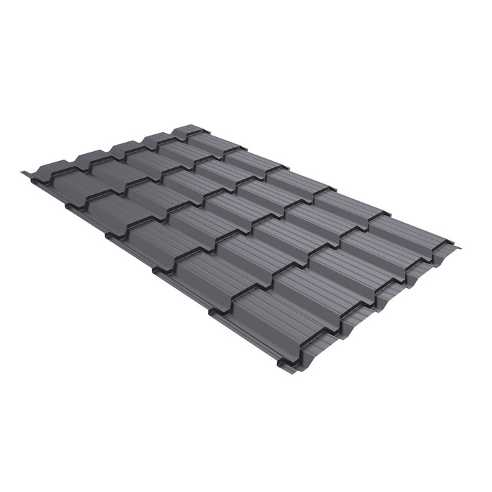 Металлочерепица Grand Line Верховье Quadro profi (Квадро Профи) 0,5 Satin RAL 7004 сигнальный серый